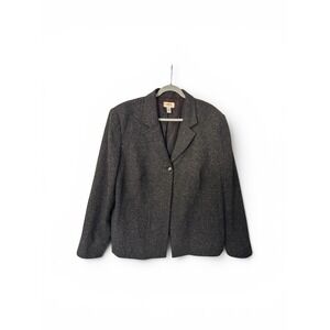 Talbots Womens 22W Wool Blend Blazer Jacket Gray Career Plus Size AS IS USA